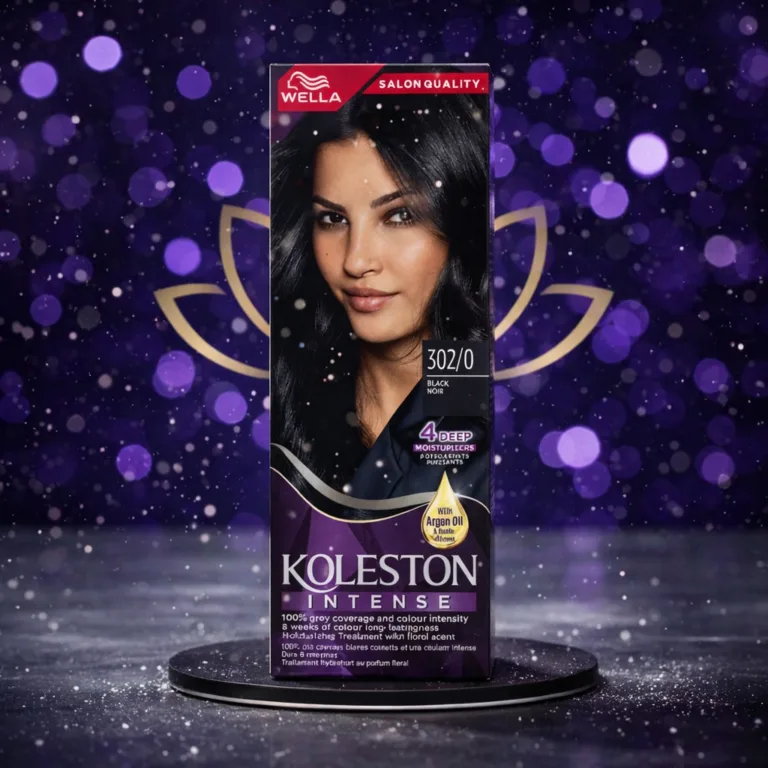Wella Koleston Intense Permanent Hair Color Black 302/0 with 100% gray coverage and Argan Oil for deep moisture