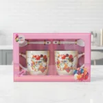 birthday mug gift set with two happy birthday ceramic mugs and spoons by Glamour Ceylon