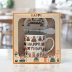birthday mug gift set with happy birthday ceramic mug and spoon by Glamour Ceylon
